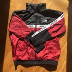 adidas ウインドブレーカー赤黒 - メルカリ