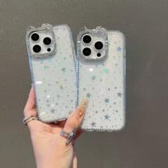 iPhoneケース 星柄 キラキラ クリア ラインストーン 可愛い スマホケースのサムネイル