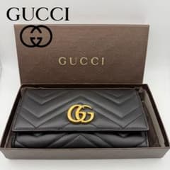 GUCCI グッチ 財布 GGマーモント 二つ折り ゴールド金具 箱付 - メルカリ