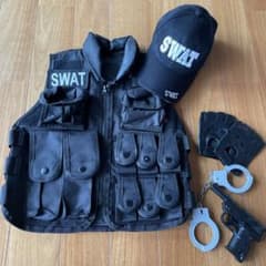 SWAT コスプレ衣装 キッズ　黒　120〜130㎝ぐらいのサムネイル