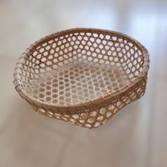 美品☆竹かご竹製円形バスケット 直径27cm - メルカリ
