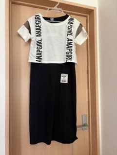 ANAP GIRL ロゴプリント 半袖Tシャツ ブラック ホワイトのサムネイル