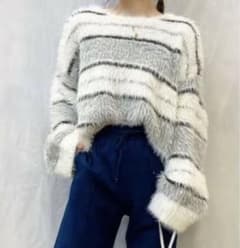 GU フェザーヤーンボーダーセータ- off whiteのサムネイル