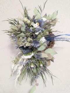 ✿❁春の温もり✴ナチュラルブルー系リース❁✿ドライフラワーリース