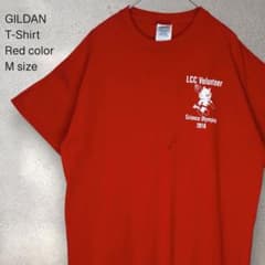 US古着 Tシャツ 半袖 バックプリント Mサイズ レッド GILDANのサムネイル