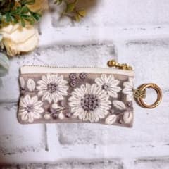 インド刺繍リボン ポーチ マルチポーチ ハンドメイド ミニポーチ
