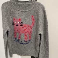 BANANAGIRL 猫刺繍 グレー ニットセーターのサムネイル