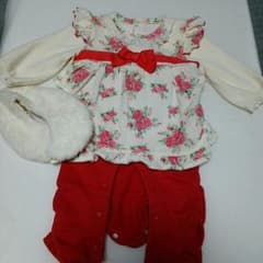 新品未使用♥ティペット付き花柄ワンピースカバーオールのサムネイル