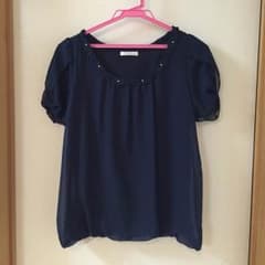 SANA様専用☆値下げ‼︎未使用ネイビー シフォントップスのサムネイル