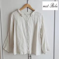 ❁ nest Robe ネストローブ リネンブラウス 襟フリル オフ