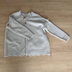 ダメージ加工 長袖カーディガン ベージュのサムネイル
