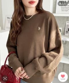 U.S. POLO ASSN ボリュームスリーブ クロップド ベーシック ニット