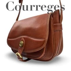 【良品】クレージュ　ショルダーバッグ　キーホルダー　金具　PVC レザー　茶色