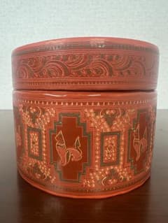 ミャンマー アンティーク 漆器 蒟醤 ビルマ 細密画 3段入れ子容器 ※31※ ミャンマー アンティーク 漆器 蒟醤 ビルマ 細密画 3段入れ子容器 ※31