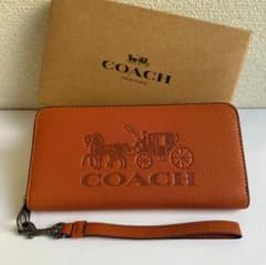 coach長財布　オレンジ COACH 長財布 オレンジ レザー 新品未使用 C5889 - メルカリ
