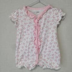 白 ピンク 花柄ロンパース 70cm トイザらスのサムネイル