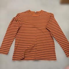 OLD UNIQLO オレンジと茶色のストライプ長袖カットソーのサムネイル