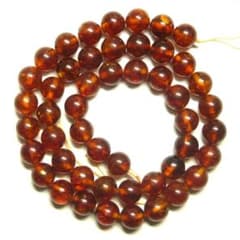精神の安定、交通安全、安産のお守りに！　琥珀８ミリ玉ビーズ一連