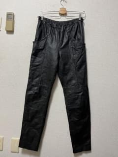 80s 빈티지 올 가죽 쉬운 스키니 바지 S 블랙 가죽