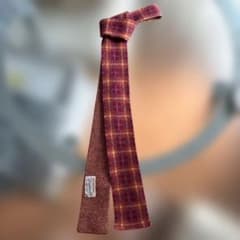 Drumohr 100%カシミヤ ニットネクタイ ボルドー系チェックのサムネイル