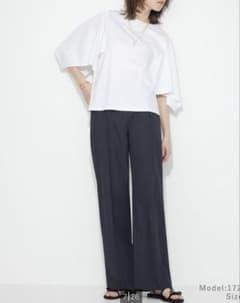 PLST ワイドパンツ　リネンブレンド　丈長めのサムネイル