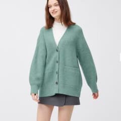 グリーン リブニット カーディガンのサムネイル