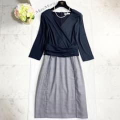 美品*稀少44◇MaxMara 最高級白タグ カシュクールドッキングワンピース