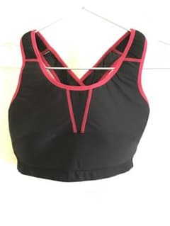 Black/Pink Cross Back Bra, Medium