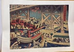 古物 東都舟両国夕涼之図 木版画 浮世絵 多色刷り F29 - メルカリ