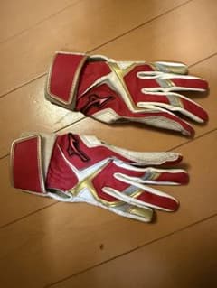 ジュニア用S MIZUNO バッティンググローブ レッド×ホワイト×ゴールドのサムネイル