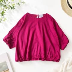 近年 美品 BEARDSLEY ビアズリー リネンコットン コクーンブラウス F