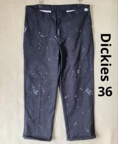페인트 비행 W36 Dickies 더블니 워크 팬츠 GP8738BK