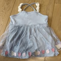 しまむら フルーツ柄 ワンピース水着 ライトブルーのサムネイル