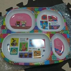メラミンジュニア仕切りプレート+シリコンビブゴースト+ガーゼ2枚のサムネイル