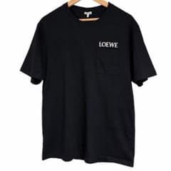現行サイト販売品 美品 ロエベ ロゴ刺繍 ポケット Tシャツ 黒 S〜M相当