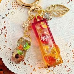 137）紅葉☆琥珀糖BOX ゆらゆらネコちゃん シャカシャカキーホルダー 