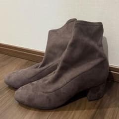 スエード調 ストレッチ ショートブーツ ブラウンのサムネイル