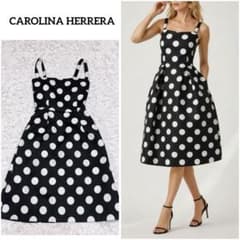 CAROLINA HERRERA ドット柄 水玉 ドレスワンピース フレア 膝丈 CAROLINA HERRERA ドット柄 水玉 ドレスワンピース フレア 膝丈 - メルカリ