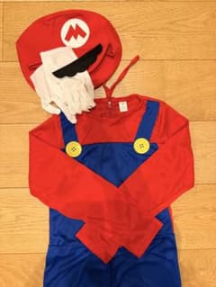 新品未使用　マリオ　キッズコスプレ　コスチューム　帽子手袋付き　ハロウィン衣装のサムネイル