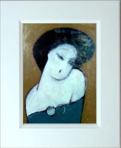 油絵 菅家令子 絵 絵画 インテリア 額付(白) F8-42023 人物 女性像