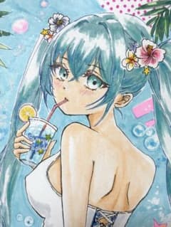 オリジナル 手描きイラスト ツインテールの女の子 - メルカリ