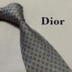 ディオール　ネクタイ　トロッター　ストライプ ドット　チェック　ブルー　青色