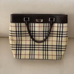 【BURBERRY】 バーバリー トートバッグ ノバチェック　レザーハンドルのサムネイル
