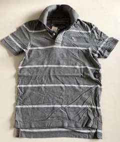 希少00s ◇アバクロポロシャツS Sueded Polo 半袖ボーダーグレー 