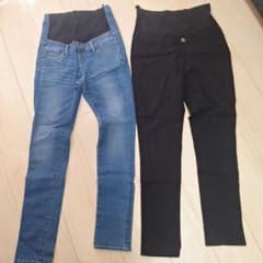マタニティパンツ デニムと黒 　Sサイズのサムネイル