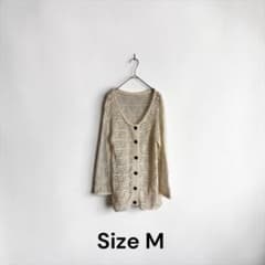 レース編み カーディガン アイボリー M 長袖 春夏 透け感のサムネイル