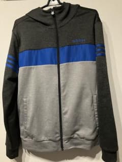 G*e様 adidas フード付きパーカー グレー/ブルーのサムネイル