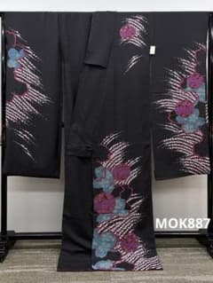 振袖 仮絵羽 滝泰 ふりおぼろ 銀通し 正絹 未仕立て品 八掛付き MOK887
