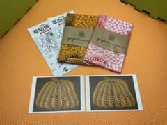 草間彌生 PUMPKIN 手ぬぐい 赤　黄色　2枚セット　かぼちゃポストカード付のサムネイル