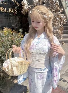 2Way水彩花柄セパレート浴衣[fy023] 浴衣のみ　1回着用　美品　帯なしのサムネイル